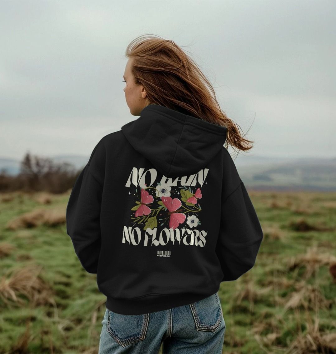 Oversized black hoodie with motivational quote