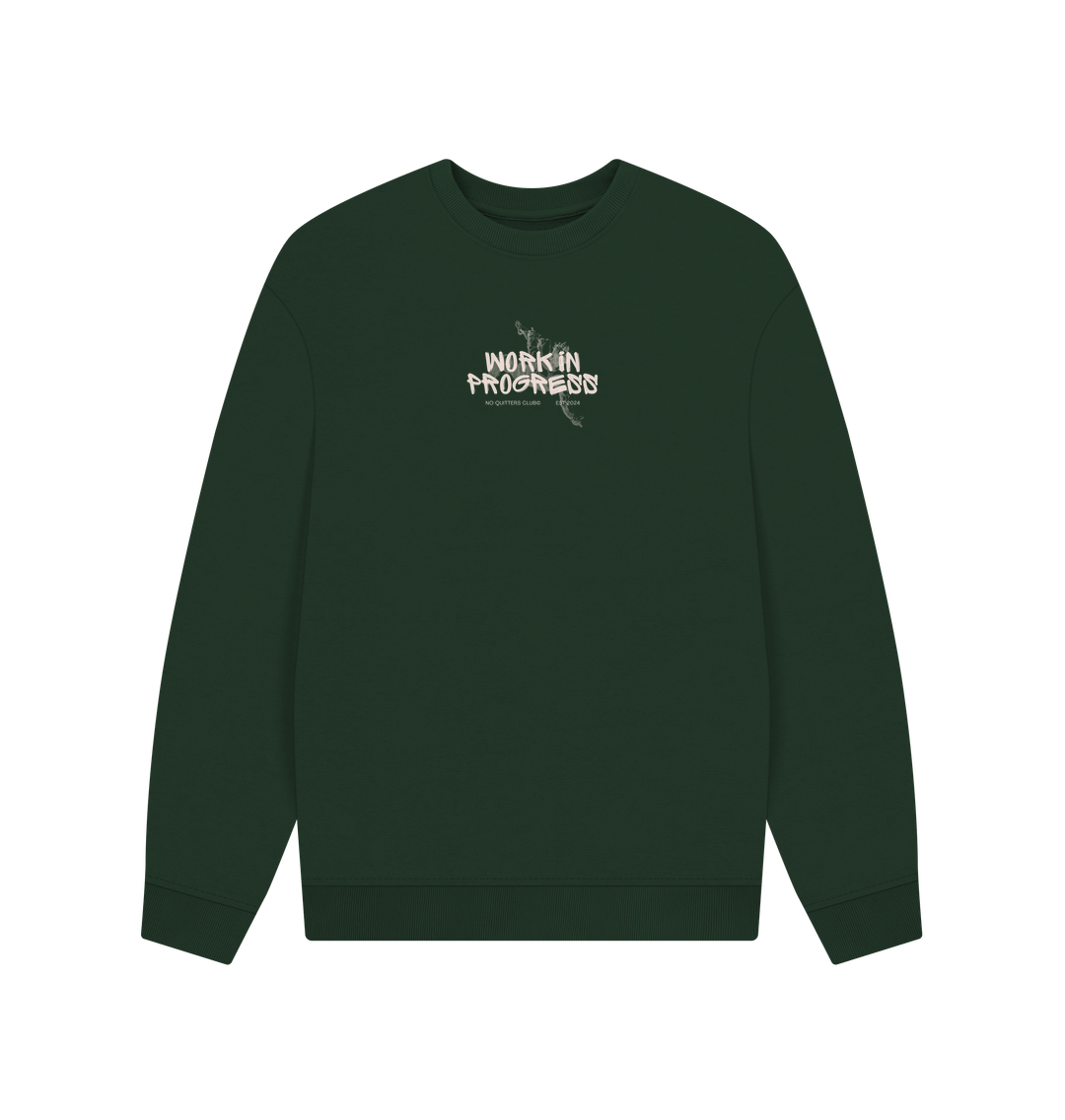 Green Oversize sweater sweatshirt with motivational quote