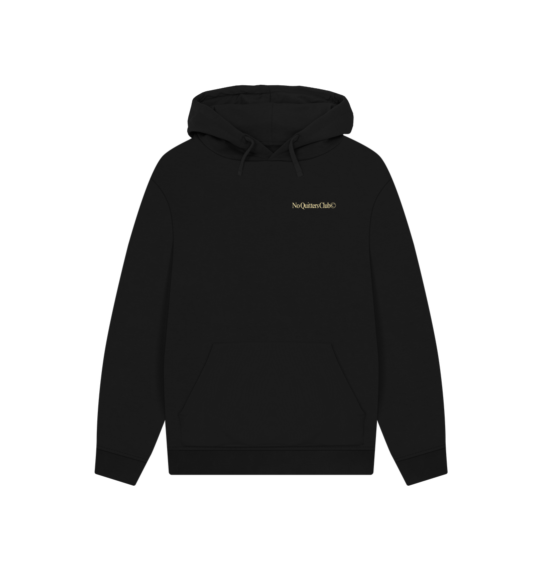 Oversized black hoodie with motivational quote