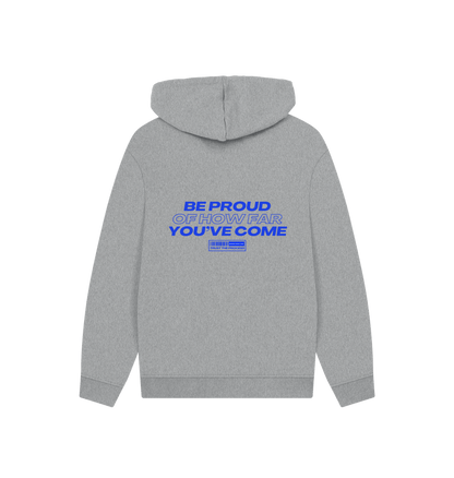 Oversized gray hoodie with motivational quote