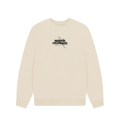 Cream oat Oversize sweater sweatshirt with motivational quote