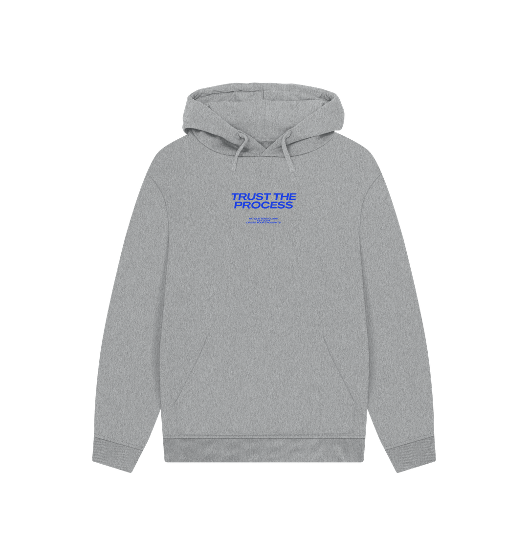 Oversized gray hoodie with motivational quote