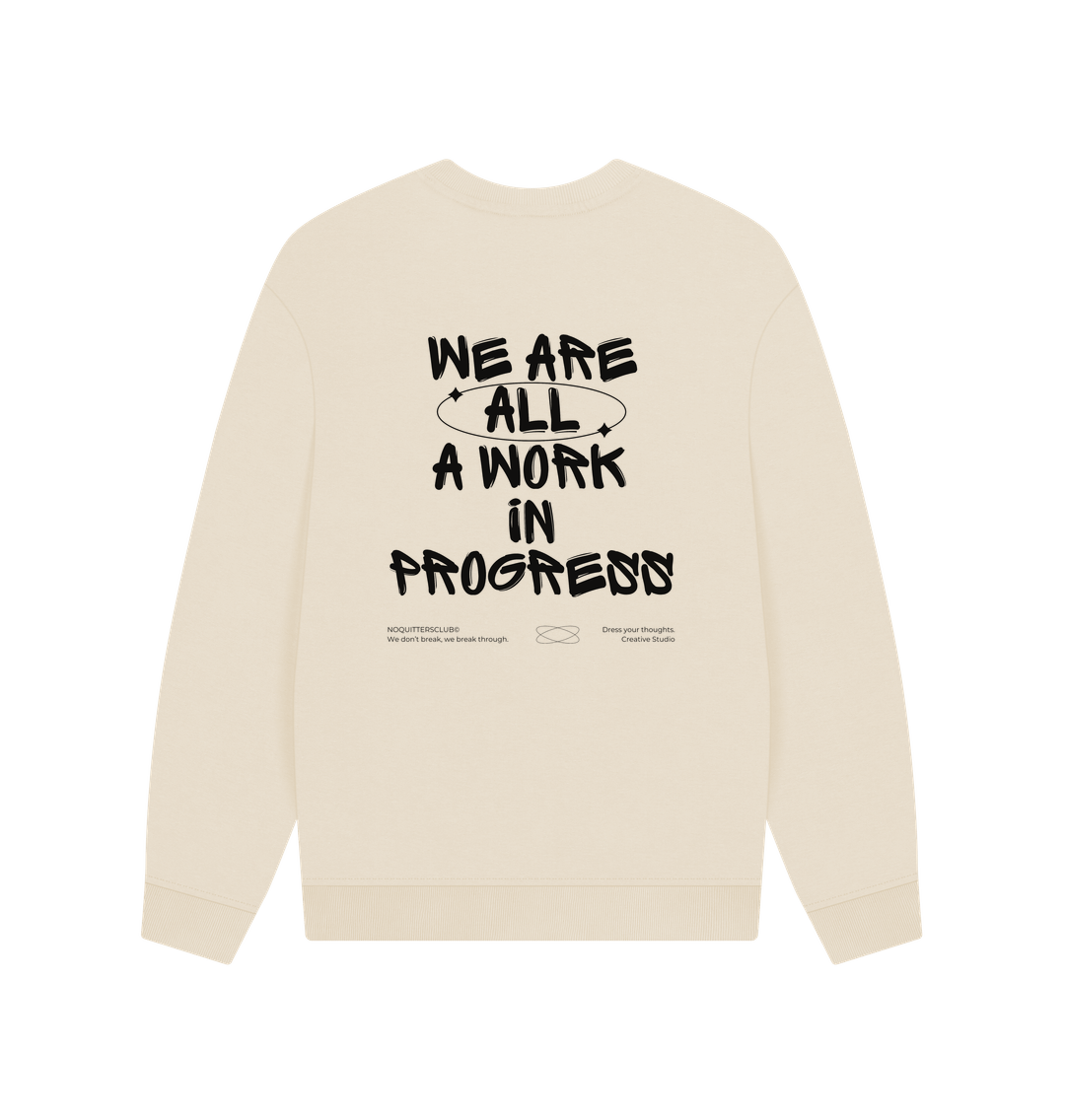 Cream oat Oversize sweater sweatshirt with motivational quote