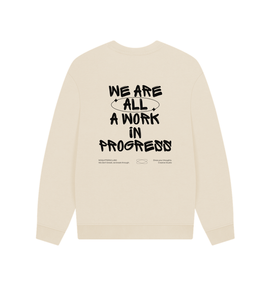 Cream oat Oversize sweater sweatshirt with motivational quote