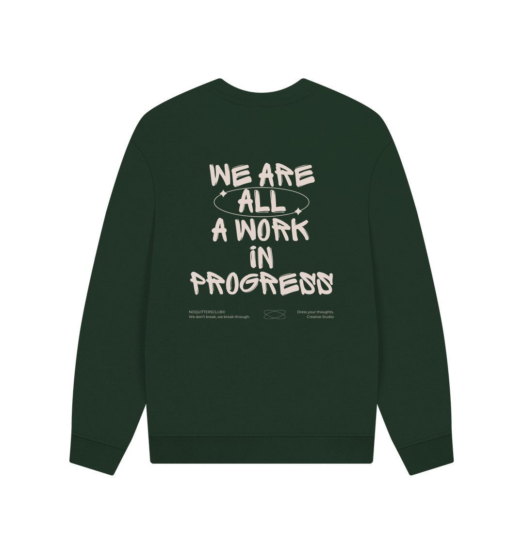 Green Oversize sweater sweatshirt with motivational quote