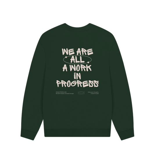 Green Oversize sweater sweatshirt with motivational quote