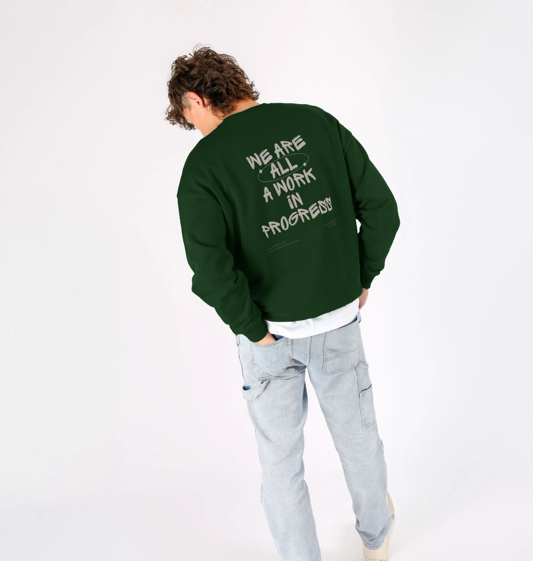 Green Oversize sweater sweatshirt with motivational quote